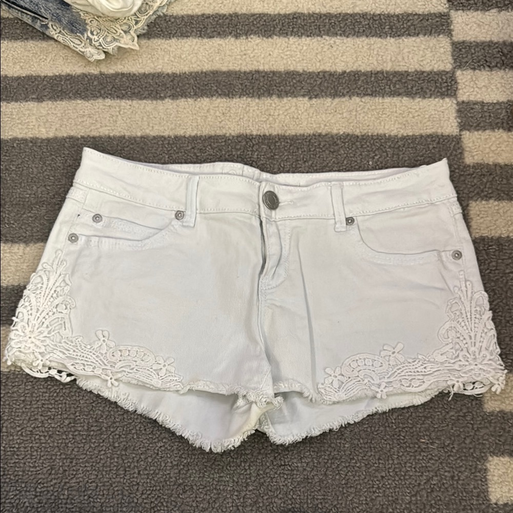 Rue21 White Jean Shorts Frayed Hem Denim